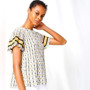 Pleated Tunic With Preppy Print